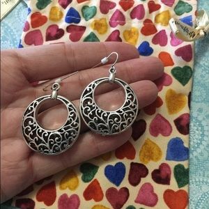 Brighton silver scroll earrings & bag